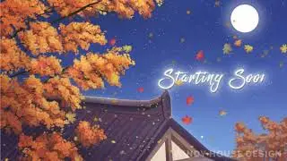 Animated Stream Overlay Autumn Cozy Night, Fall Twitch Overlay with Maple, Leaves Falling, Moon