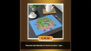 Placemat with Mandala Art Drawn by Hand - Light Blue, 1pc