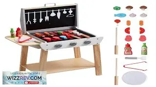 VEVOR Wooden Play Barbecue Toy Grill Kids Grill Playset with Play Food