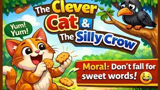The Clever Cat & the Silly Crow 😂 | Funny Cartoon Story | Short Animated Video