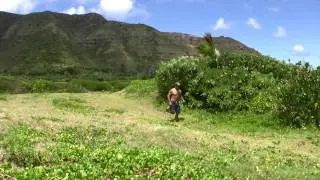 Kalae running at Papio Gulch on Molokai
