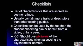 Psychomotor domain and rubrics