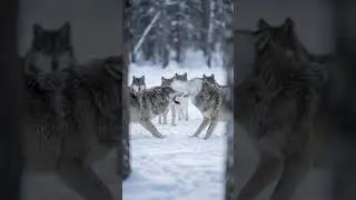 Wolf Showdown: Alpha Battle in a Blizzard