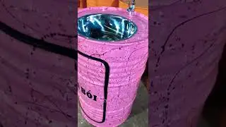Recycling barrels into unique and eye-catching hand wash basins and shelves#creative#recycle#Barrel