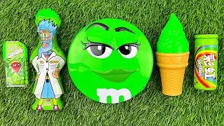 Satisfying Video | Unpacking 1 Rainbow M&M'S Containers with Color Candy ASMR green