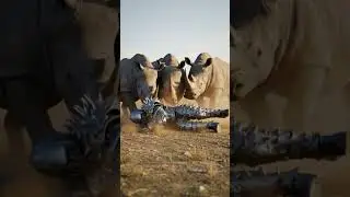 Rhinoss vs Unbreakable Armor Man 😱 | Ai shorts #animals #ai
