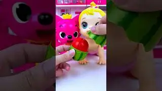 ASMR Unboxing Minnie Mouse & Pinkfong Watermelon Set Toy | Satisfying Toy Play Kitchen Set #shorts