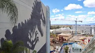 Universal Studios Hollywood Construction Update - Jurassic World Mural is Finished / Park Walk Thru