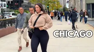 CHICAGO - Columbus Day 2024 Walking Tour on Monday | October 14, 2024 | 4k Video, City Sounds