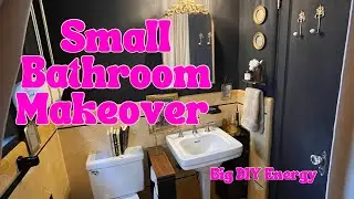 Small Bathroom Makeover! *With a sliding mirror and black limewash*!