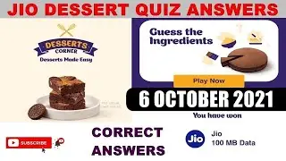 My Jio Desserts Corner Picture Quiz Answers Today | Win Upto 1 GB Jio FREE Data | 6 October