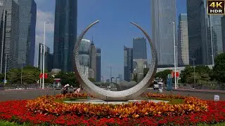 4K HDR 60fps | Flower viewing in Huacheng Square 2022年國慶節廣州花城廣場看廣州塔等地標和賞花海