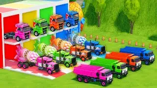 Garage with Colors - ALL MIXER TRUCK WITH DOUBLE FLATBED TRAILER TRUCK, MAN, PHOENIX, TATRA - FS22