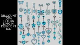 1PCS Blue Crystal Belly Button Rings Stainless Steel Heart Navel Piercing Barbell For Women Butterfl