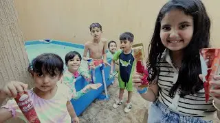 توزيع الايسكريمات في المسبح مع البنات !! ليلى