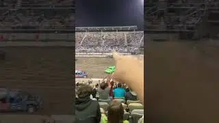 demolition derby car goes over wall Utah State Fair 2022