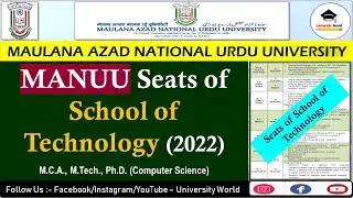 Manuu School of Technology Seats 2022 || Ph.D (CS) M.C.A, M.Tech Courses Seats || @UniversityWorld