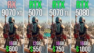 RX 9070 XT vs RTX 5070 vs RTX 5070 TI vs RTX 5080 - Test in 20 Games & Performance