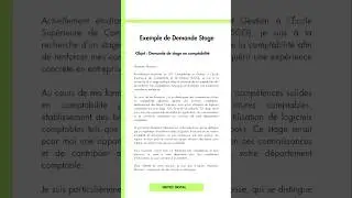 Exemple de Demande de Stage