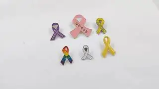 custom colorful metal autism breast cancer awareness women pink ribbon lapel badge enamel pins