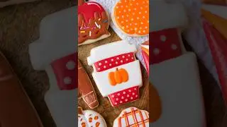 Polka dot and pumpkin coffee cup cookie decorated with royal icing #cookiedecorating #royalicing