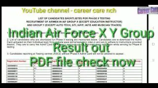 Indian Air Force X Y Group Result out PDF file check now