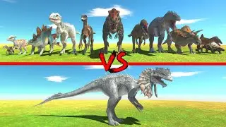 Dilophosaurus Dinosaur in Battle with All Dinosaurs - Animal Revolt Battle Simulator