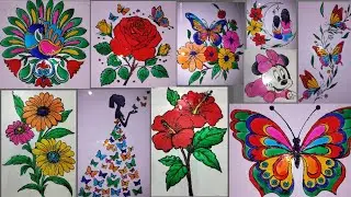 glass painting art// 10 frame glass painting// sikhne ke liye mere channel ko subscribe kare