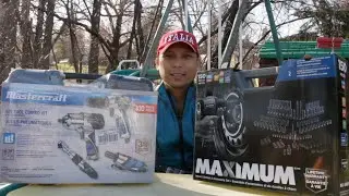 Mastercraft Air tool kit 100 pcs and Maximum Professional Grade Impact Socket Set 150 pcs Unboxing