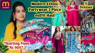 Modern Ethnic Partywear 3 Piece outfit Haul / Sequence,Jari, Mirror Work Festive Outfits From Meesho