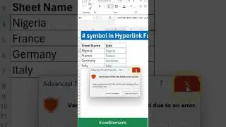 Hyperlink Function to link Sheets (# symbol magic) #shorts