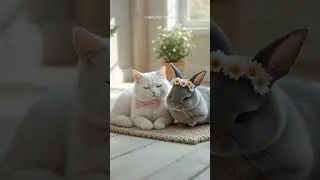 Luna & Muffin Just... Vibing 🐱🐰💤#shorts #funny #animals #cuteanimals
