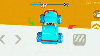 Double Sky Blue Truck Mega Ramp Extreme Racing - Impossible GT Car Stunts Driving - Gadi game