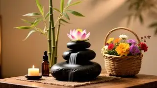 SPA RELAXATION MUSIC WITH FLOWING WATER AND GENTLE PIANO