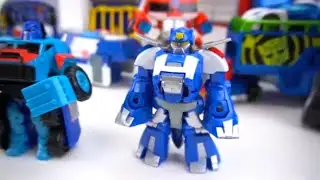 Rescue Bots Optimus and Chase Dinobot Catch a Bank Robber!