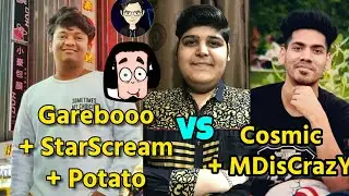 Gareeboo + Starscream + Potato VS Cosmic + MdisCrazy intense Fight. Who won? #Pubgmobile