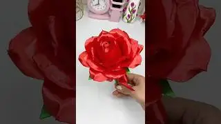 How to make ribbon rose | DIY Valentine&rsquo;s Day gift ideas | diy rose #viralshorts #handmade #flowers
