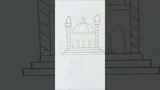 Easy mosque drawing ideas 😊#shorts #feedshorts #youtubeshorts