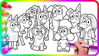 BLUEY Coloring Pages. Do you know How to color Bluey's School Friends?  Coco, Indy, Snickers