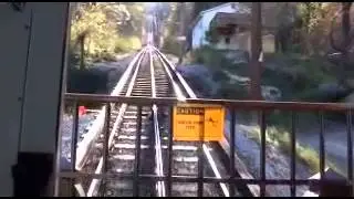 The Incline Tram goes up and down a 73% grade..
