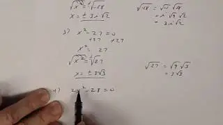 Key Worksheet:  Solving Simple Quadratic Equations - Square Root Property