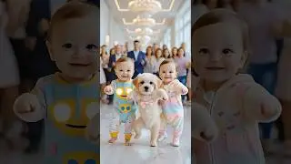 Twin Babies Dance With Adorable Puppy