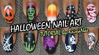 Halloween Nail Art | 10 Easy Designs | Freehand Nail Art Tutorial