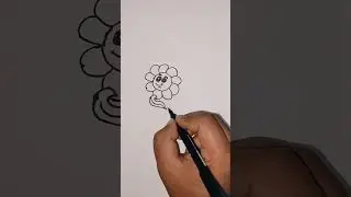 How to draw flower / Easy way to draw a smiley flower #drawing #flower #shorts