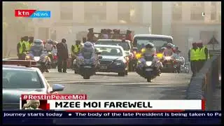 Casket carrying Moi's body leaves Lee funeral home to parliament buildings surrounded with military