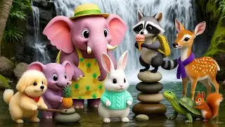 Strawberry Elephant Gang 🍓The River Rock Stack by the Gentle Waterfall