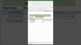 Excel end date when you have a start date and the duration in months. #excelshorts #shorts
