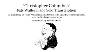 Fats Waller Christopher Columbus Piano Solo Transcription