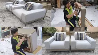 Cara membuat sofa || cara pasang kain sofa || kursi sofa satu dudukan