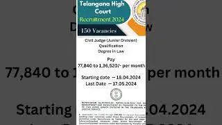 Telangana High Court Recruitment 2024,  Degree in Law